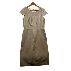 Maria Bianca Nero Sheath Dress Womens L Neutral Taupe Wedding Guest USA Timeless